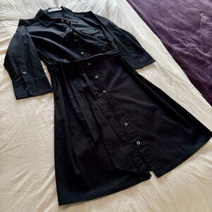 CARVEN FEMME black chessie dress button front mini long sleeve. Size M